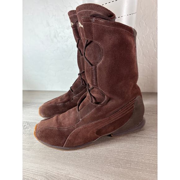 Vintage Puma X Mahanuala Japanese Style High Shoes Brown Suede Lace Up Boots 9 - Picture 1 of 8